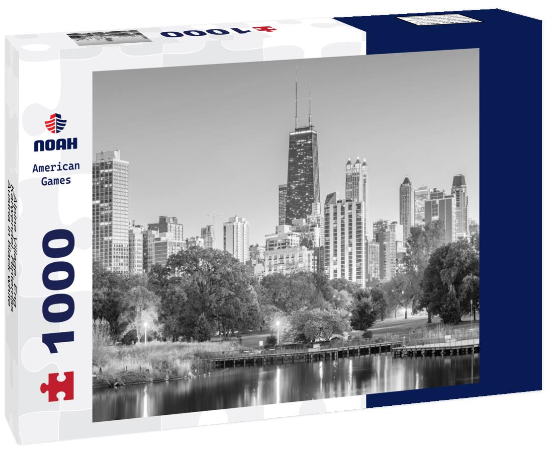 Noah Jigsaw Puzzle Alpine Village, Eng, Karwendel, Hinterriss, Austria in black white 1000 pieces