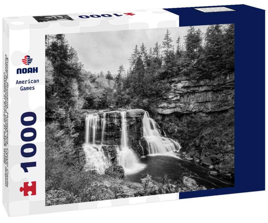 Noah Jigsaw Puzzle Europe, Romania, Hunedoara. Corvin Castle, Gothic-Renaissance castle, one of the largest castles in Europe in black white 1000 pieces