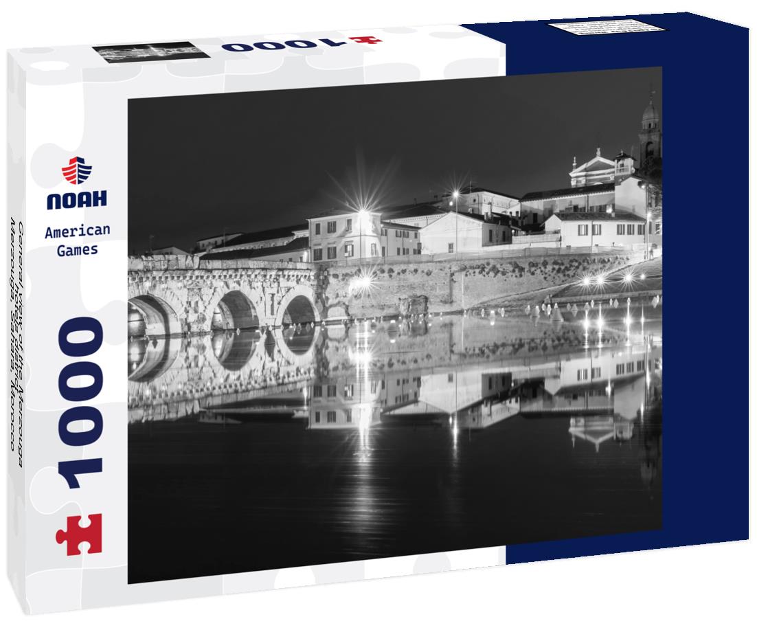 Noah Jigsaw Puzzle General view of the Merzouga hotels district - Merzouga, Sahara, Morocco in black white 1000 pieces