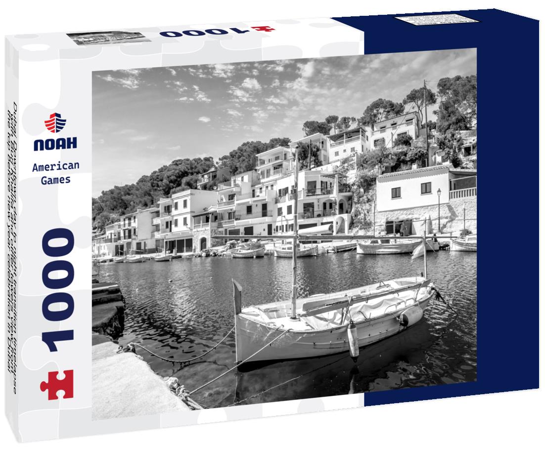 Noah Jigsaw Puzzle Dubai Downtown day to night transition timelapse with Burj Khalifa and other towers view from the top before new year celebration in Dubai, United Arab Emirates in black white 1000 pieces