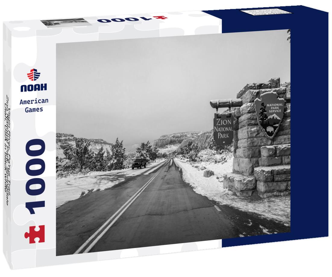 Noah Jigsaw Puzzle Virgin River. Pa'rus Trail. Zion National Park, Springdale, Utah, USA in black white 1000 pieces