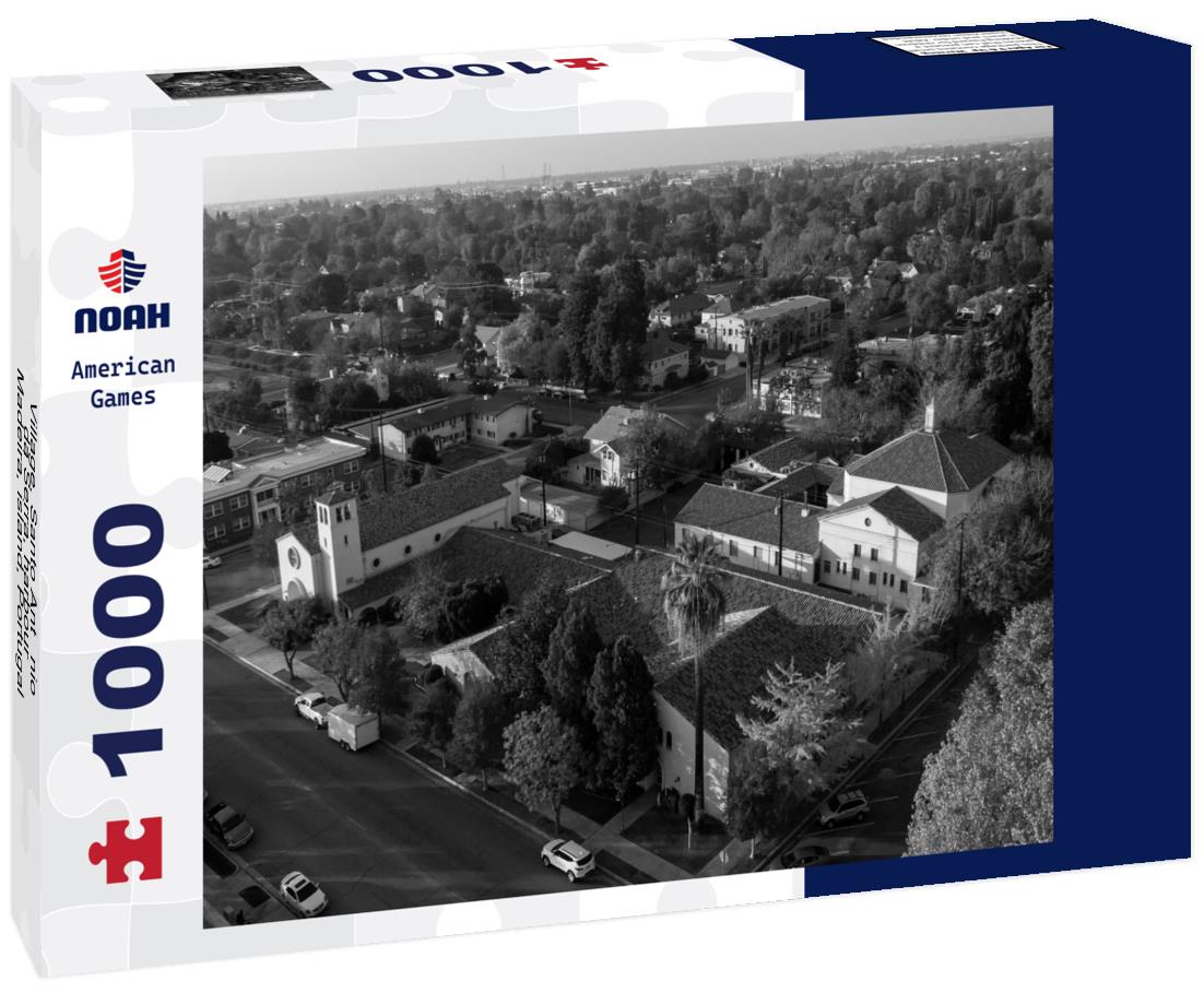 Noah Jigsaw Puzzle Village, Santo António da Serra, harbour, Madeira, island, Portugal in black white 1000 pieces