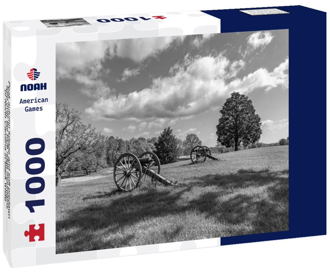 Noah Jigsaw Puzzle Peak autumn foliage and soft predawn light over the blue ridge mountains of North Carolina in black white 1000 pieces