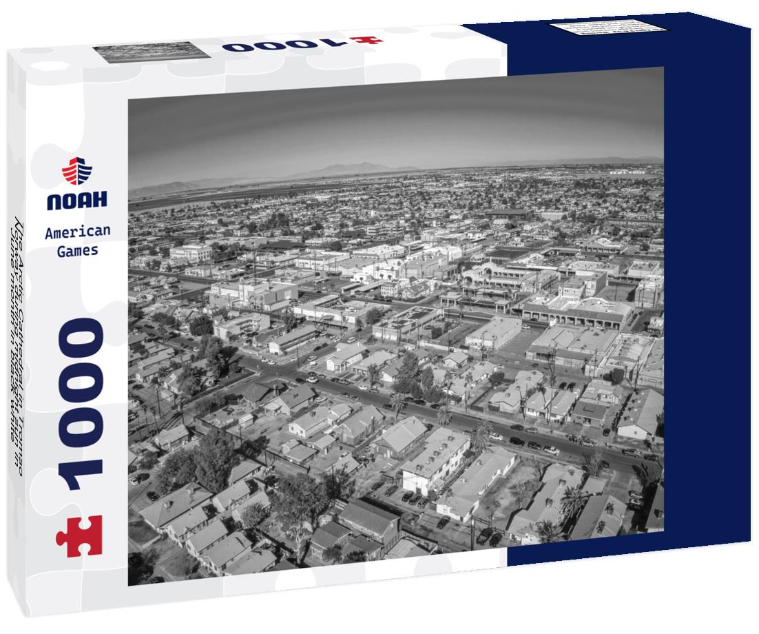 Noah Jigsaw Puzzle The Arctic Cathedral in Tromso, Norway during midnight sun in June month in black white 1000 pieces