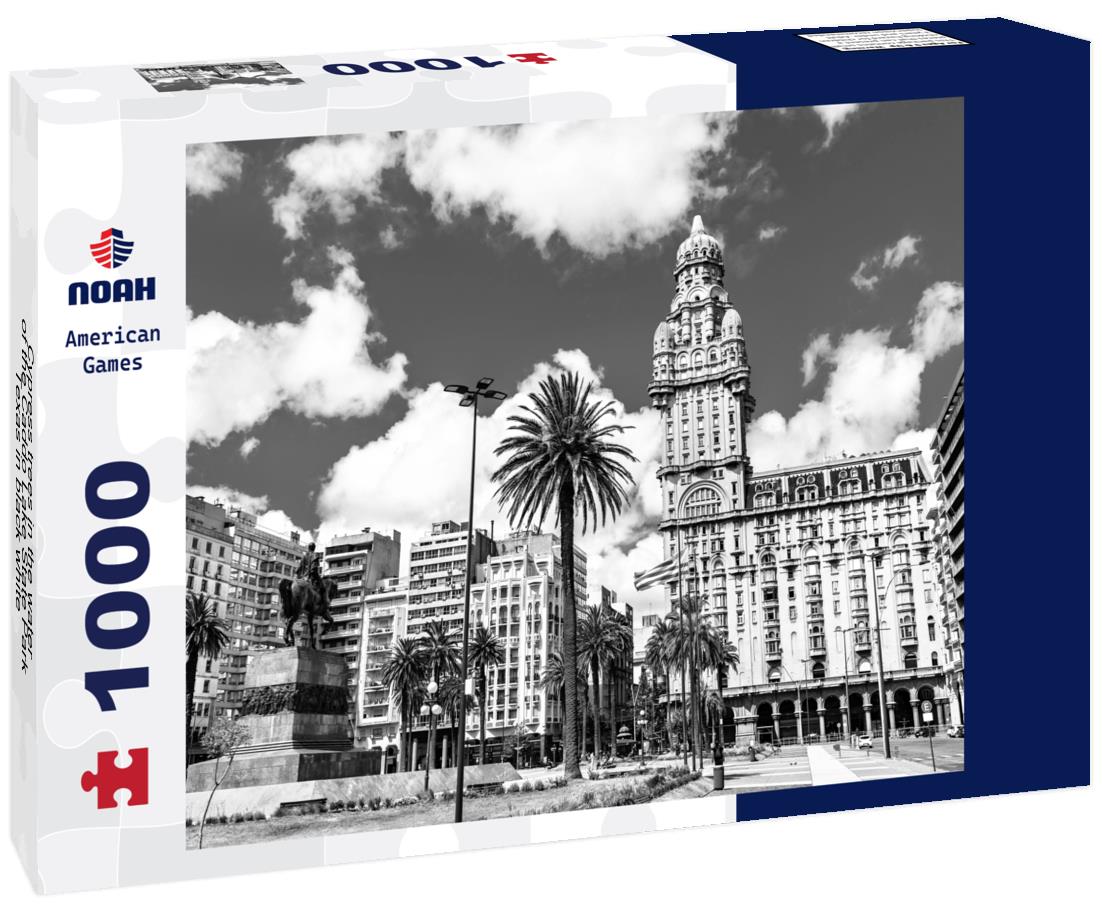 Noah Jigsaw Puzzle Cypress trees in the water of the Caddo Lake State Park, Texas in black white 1000 pieces