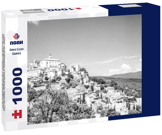 Bratislava Castle from Historic Old Town. The Bratislava Castle sits high above the Slovakian capital city of Bratislava and the Danube River 1000pc PuzzleBlack and White