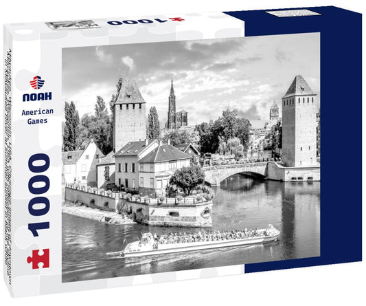 Noah Jigsaw Puzzle Milwaukee, Wisconsin, USA. Cityscape image of downtown Milwaukee, Wisconsin, USA with reflection of the skyline in Milwaukee River at summer sunset in black white 1000 pieces