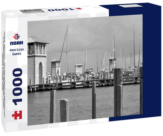 Noah Jigsaw Puzzle Rabat, Morocco. The Mausoleum of Mohammed V located across from the Hassan Tower Square in black white 1000 pieces