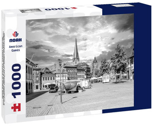 Noah Jigsaw Puzzle Picturesque village of Pedoulas nestled in a valley and surrounded by a lush green forest. Nicosia District, Cyprus in black white 1000 pieces