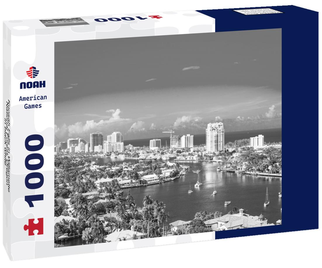 Noah Jigsaw Puzzle Koosah Falls in Willamette National Forest, Oregon in black white 1000 pieces