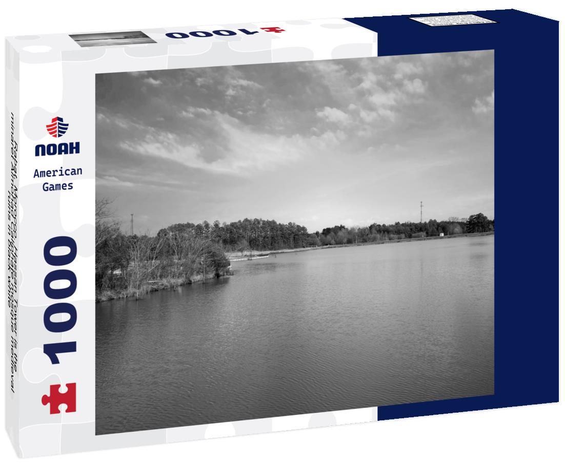 Noah Jigsaw Puzzle Rabat, Morocco. Hassan Tower is the minaret Almohad Caliphate mosque medieval ruins in black white 1000 pieces