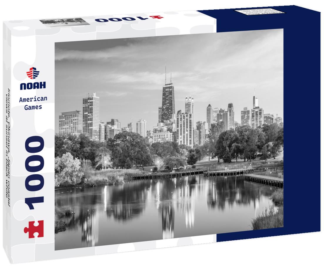 Noah Jigsaw Puzzle Iriomote, Okinawa, Japan coastal views at sunset in black white 1000 pieces