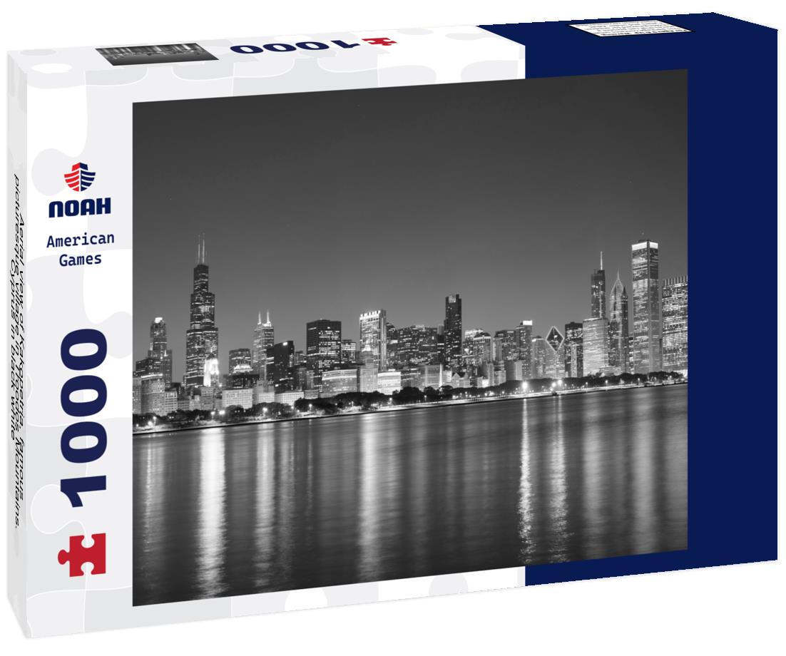 Noah Jigsaw Puzzle Aerial view of Kakopetria, famous picturesque village in Troodos Mountains. Cyprus in black white 1000 pieces