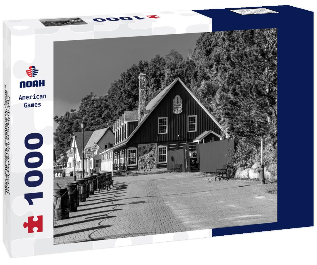 Noah Jigsaw Puzzle Fall foliage adds splashes of color in Cades Cove, at Great Smoky Mountains National Park in Tennessee in black white 1000 pieces