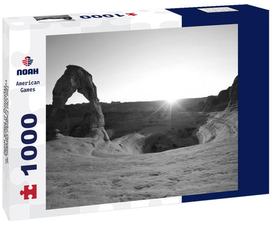 Noah Jigsaw Puzzle The Old Faithful Geyser at Yellowstone National Park in Wyoming in black white 1000 pieces