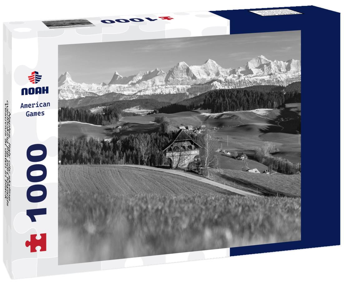 Noah Jigsaw Puzzle Naples, Italy city skyline overlooking the port towards Vesuvius at dawn in black white 1000 pieces