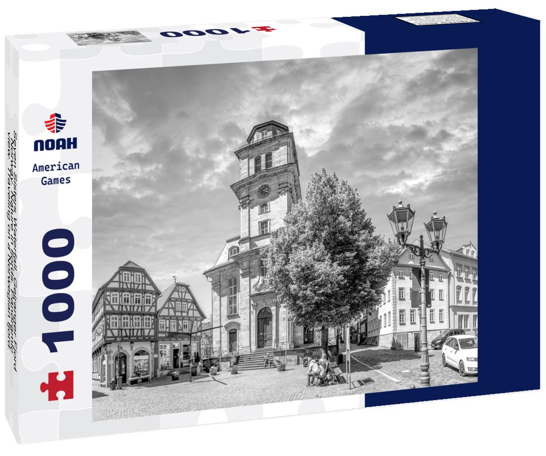 Noah Jigsaw Puzzle Seven Sisters Waterfall, Geiranger Fjord, Norway. Nature in fjords. Panoramic view. Traveling on a Norwegian fjord. Scandinavia in black white 1000 pieces