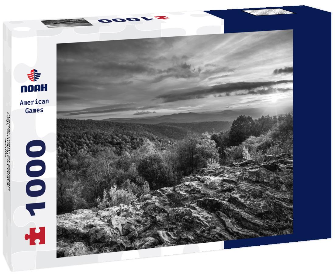 Noah Jigsaw Puzzle Aerial view of Bergen city, Norway in black white 1000 pieces