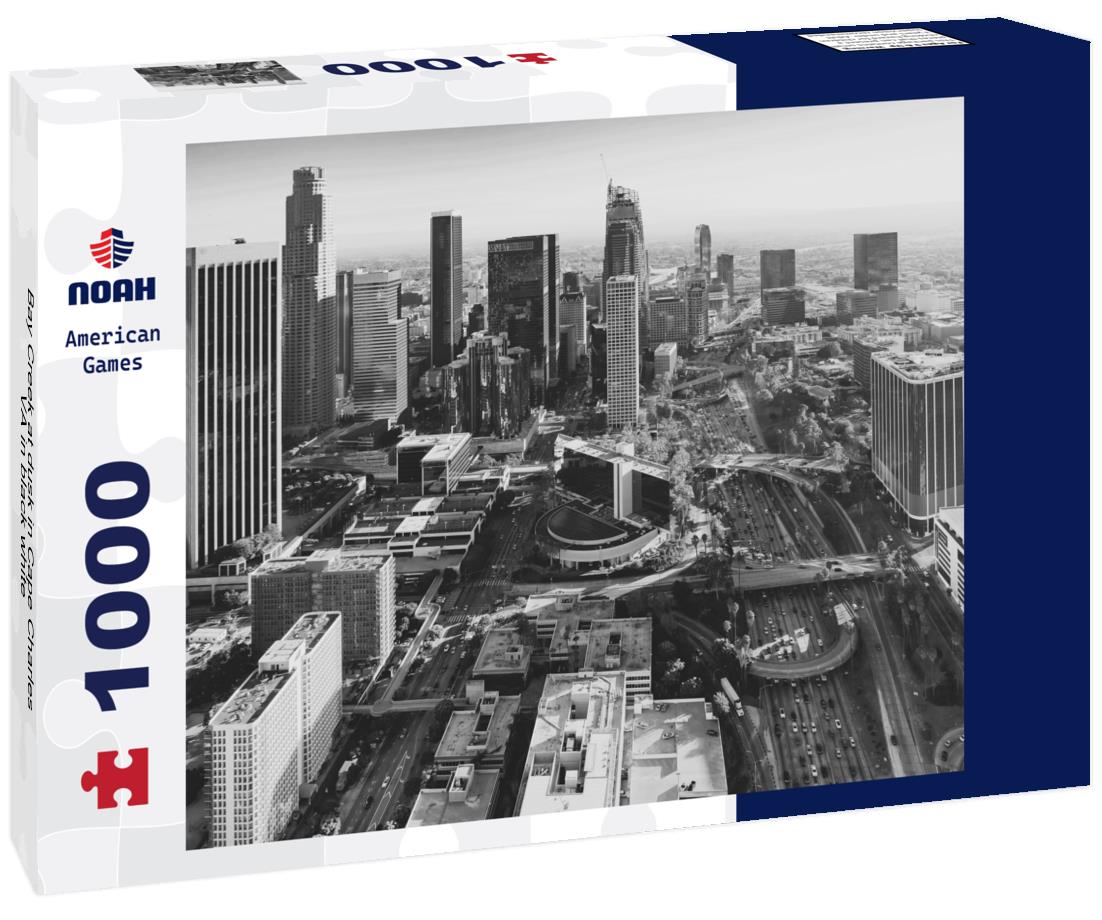 Noah Jigsaw Puzzle Bay Creek at dusk in Cape Charles VA in black white 1000 pieces