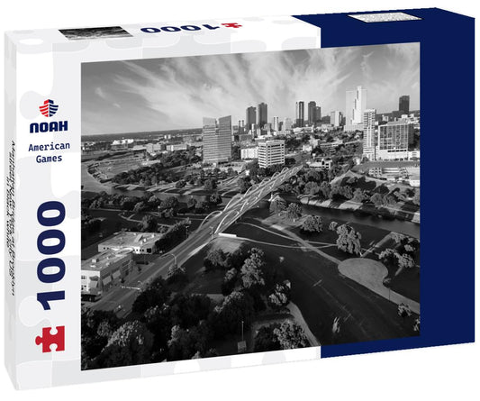 Noah Jigsaw Puzzle Manhattan Bridge at Brooklyn street New York city US in black white 1000 pieces