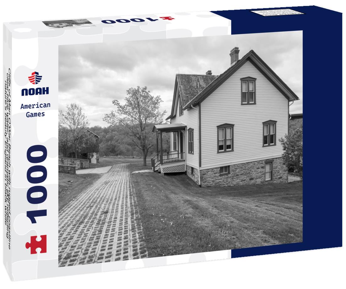 Noah Jigsaw Puzzle Cliffs of Man O'War Beach with rugged coastline, clear blue water, and dramatic sky reflecting nature's beauty England in black white 1000 pieces