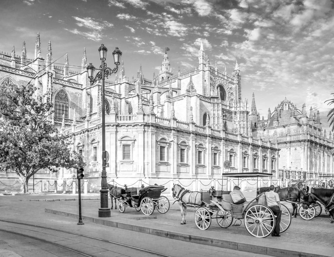 Noah Jigsaw Puzzle A small building with a blue door sits in front of a large Mosque with a tall tower in Nicosia, Cyprus. Beautiful street with old architecture in Nicosia, Cyprus in black white 1000 pieces