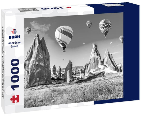 Noah Jigsaw Puzzle Galata tower. Close-up photo of Galata Tower, one of the few beauties of Istanbul, taken with a drone at sunrise. Magnificent view of the sea and buildings in the background in black white 1000 pieces