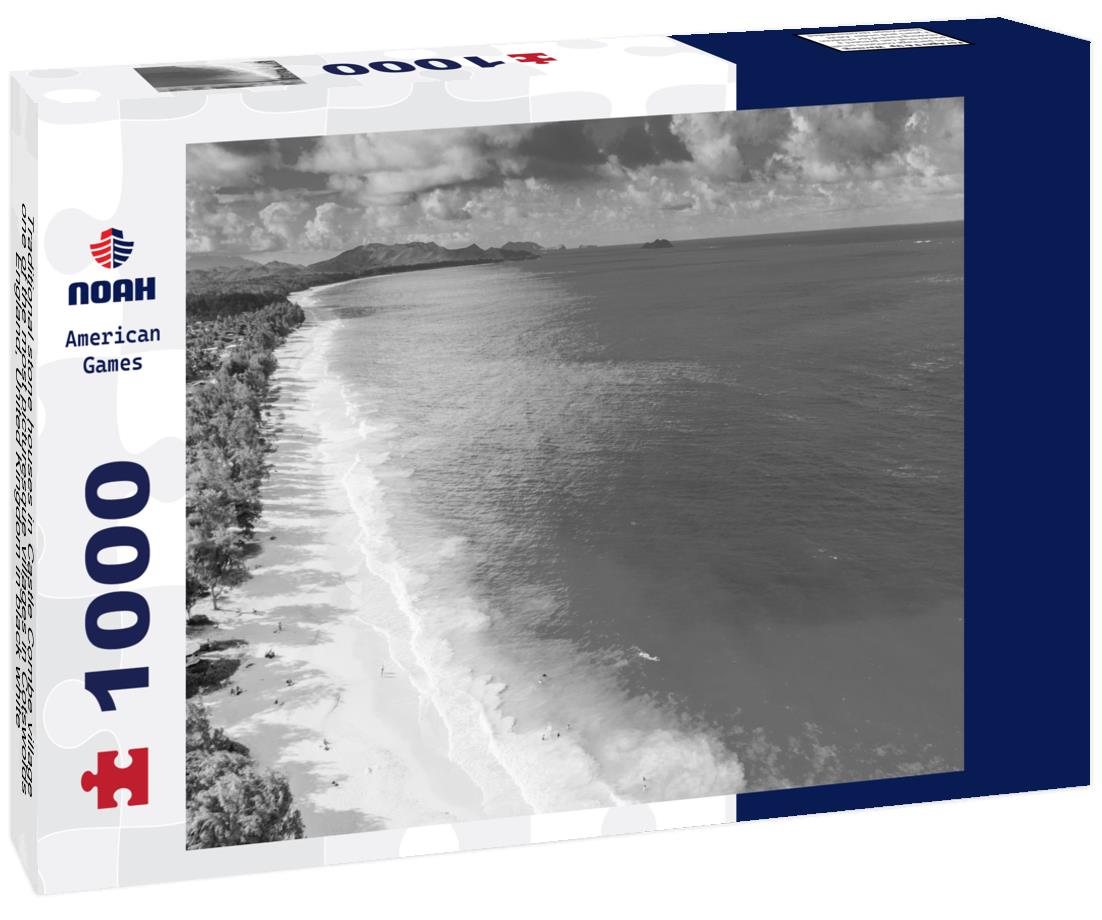 Noah Jigsaw Puzzle Traditional stone houses in Castle Combe village, one of the most picturesque villages in Cotswolds, England, United Kingdom in black white 1000 pieces