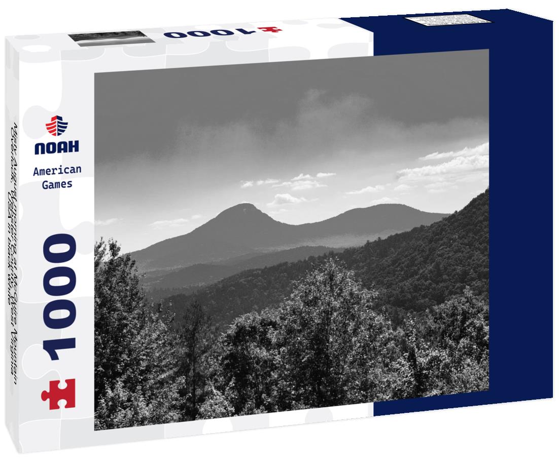 Noah Jigsaw Puzzle Misty August morning at McGuire Mountain Overlook, Webster County, West Virginia, USA in black white 1000 pieces