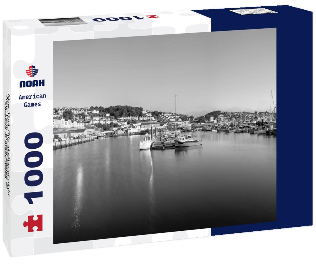 Noah Jigsaw Puzzle New York City skyline at night, New York, United States of America in black white 1000 pieces
