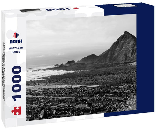 Noah Jigsaw Puzzle Udo Shrine in Miyazaki Prefecture, Japan along the beautiful cliffside coast in black white 1000 pieces