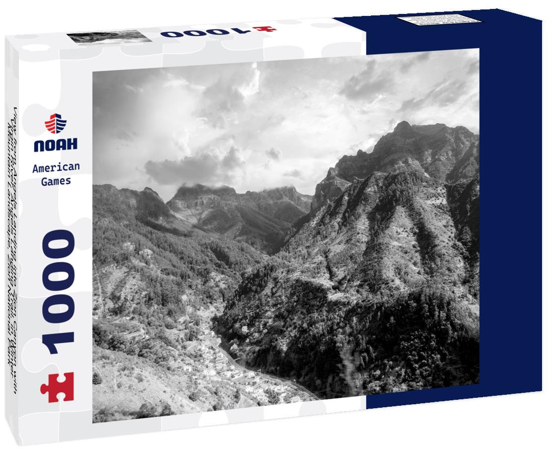 Noah Jigsaw Puzzle View from Angels Landing into Zion Canyon with Virgin River, Angels Landing Trail, in Winter, Mountain Landscape, Zion National Park, Utah, USA, North America in black white 1000 pieces