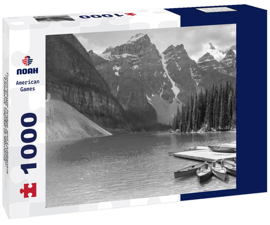 Noah Jigsaw Puzzle Tromostovje bridge and Ljubljanica river in the Ljubljana city center. Ljubljana, capital of Slovenia in black white 1000 pieces