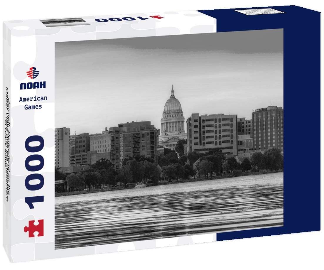 Noah Jigsaw Puzzle Zermatt, Switzerland on the Matter Vispa with the Matterhorn in black white 1000 pieces