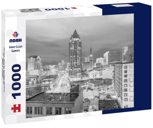 Noah Jigsaw Puzzle Seoul, South Korea skyline at night in winter in black white 1000 pieces