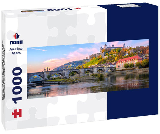 Noah Jigsaw Puzzle Wurzburg, Bavaria, Germany, view of the Marienberg Fortress and the Old Main Bridge reflecting on the river at sunrise panorama 1000 pieces