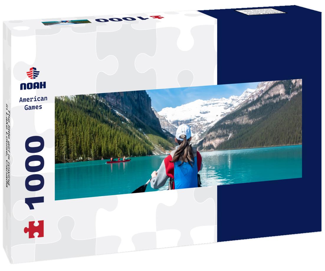 Noah Jigsaw Puzzle The little girl is rowing in Lake Louise, Canada panorama 1000 pieces