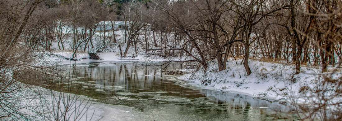 Noah Jigsaw Puzzle Cedar River in Waverly, Iowa during the polar vortex panorama 1000 pieces
