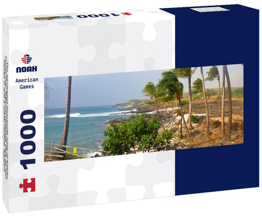 Noah Jigsaw Puzzle The windswept beachside ruins of Kaloko-Honokohau National Historical Park as rain moves in and a subtle rainbow appears panorama 1000 pieces