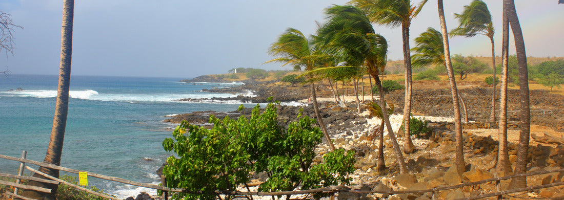 Noah Jigsaw Puzzle The windswept beachside ruins of Kaloko-Honokohau National Historical Park as rain moves in and a subtle rainbow appears panorama 1000 pieces