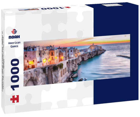 Noah Jigsaw Puzzle Vieste - beautiful coastal town on the rocks in Puglia. The church of San Francesco di Vieste. Gargano peninsula, Puglia, southern Italy panorama 1000 pieces