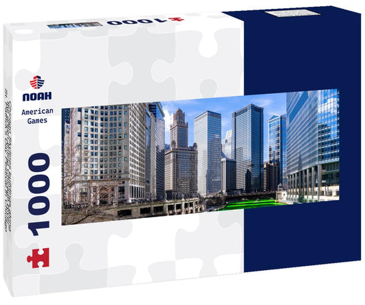 Noah Jigsaw Puzzle Chicago Skylines buildings along the green-tinting Chicago River St. Patrick's Day Festival in Chicago Downtown IL USA panorama 1000 pieces