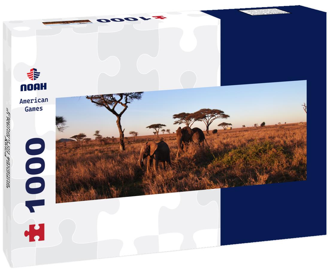Noah Jigsaw Puzzle Elephant on savanna in Kenia and Tanzania, Africa panorama 1000 pieces