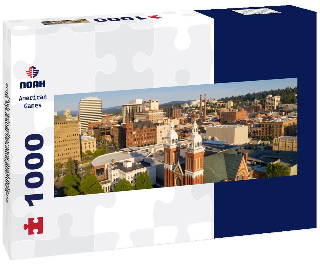 Noah Jigsaw Puzzle Rich late afternoon light falls onto the buildings and architecture of Spokane Washington USA panorama 1000 pieces