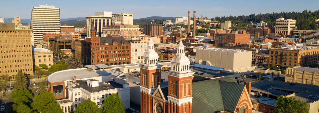 Noah Jigsaw Puzzle Rich late afternoon light falls onto the buildings and architecture of Spokane Washington USA panorama 1000 pieces