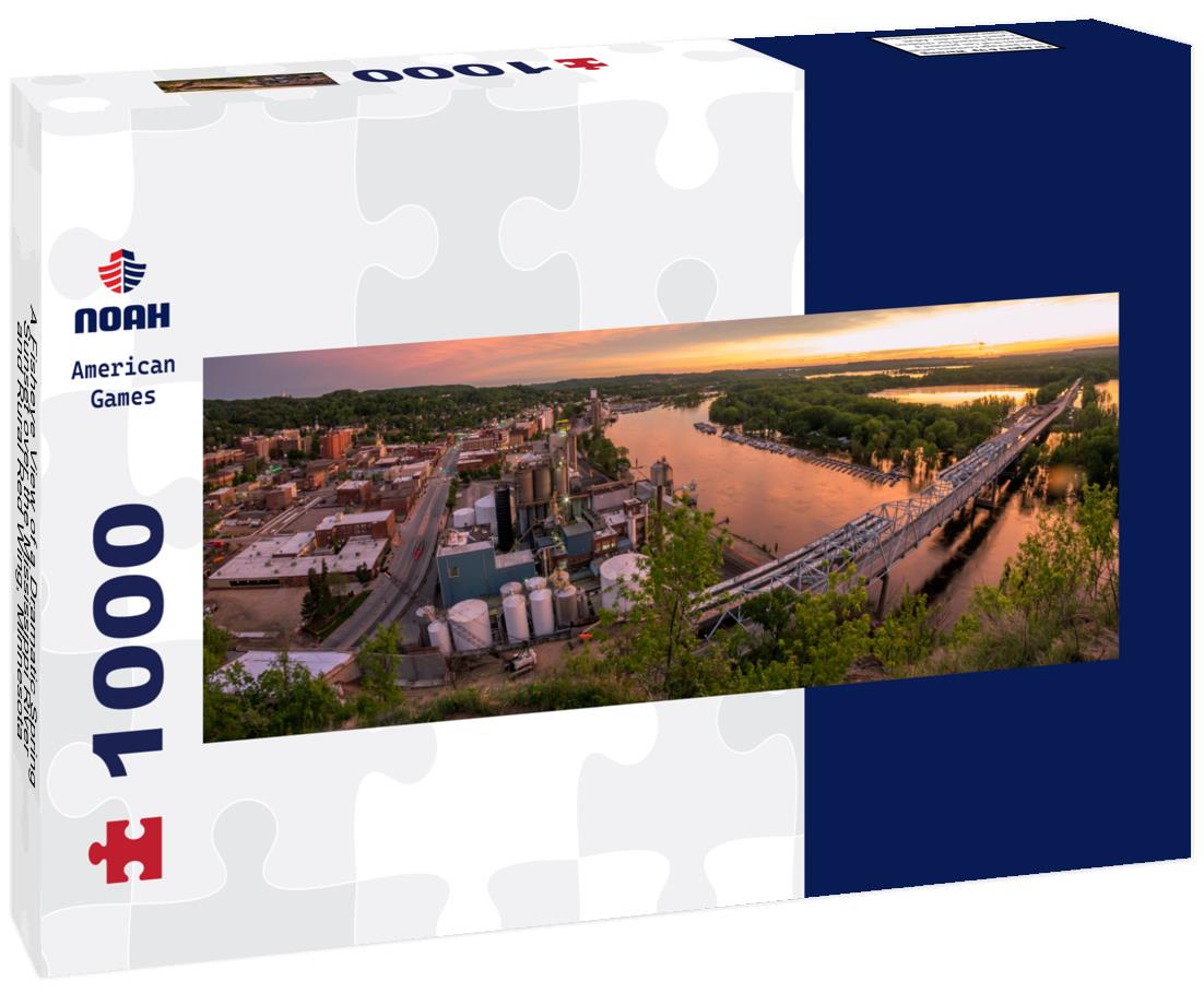 Noah Jigsaw Puzzle A Fisheye View of a Dramatic Spring Sunset over the Mississippi River and Rural Red Wing, Minnesota panorama 1000 pieces