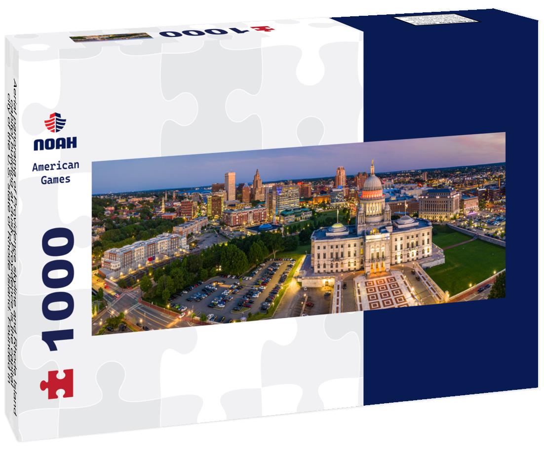 Noah Jigsaw Puzzle Aerial panorama of Providence skyline and Rhode Island capitol building at dusk. Providence is the capital city of the U.S. state of Rhode Island. Founded in 1636 is one of the oldest cities in USA panorama 1000 pieces