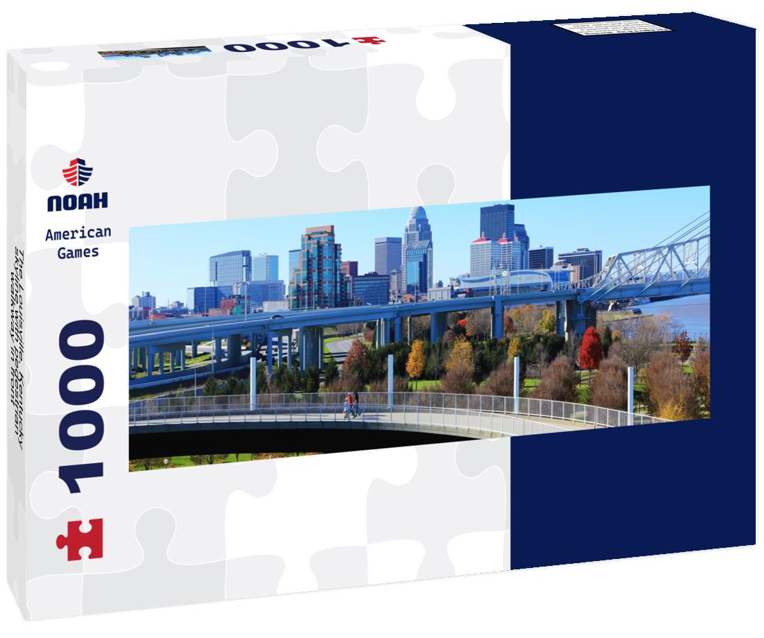 The Louisville, Kentucky skyline with pedestrian walkway in front 1000pc Panoramic Puzzle
