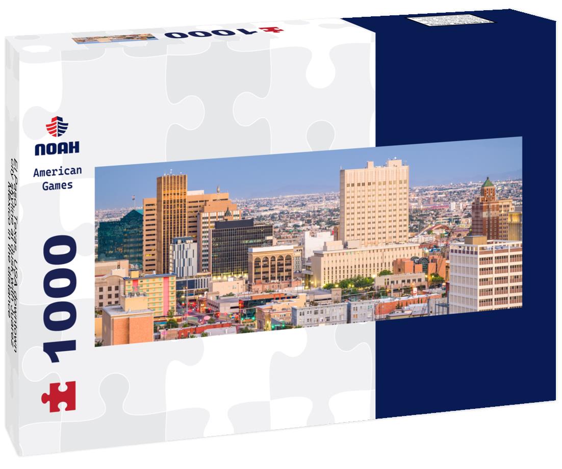 Noah Jigsaw Puzzle El Paso, Texas, USA downtown city skyline at dusk with Juarez, Mexico in the distance panorama 1000 pieces