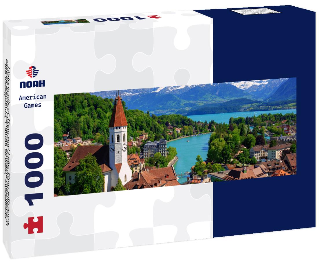 Noah Jigsaw Puzzle Historic city of Thun and Lake Thun with snow-capped Berner Highlands swinging mountains in the background, Canton of Bern, Switzerland panorama 1000 pieces